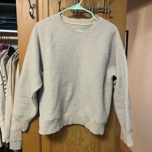 Everlane Women's The ReNew Fleece Raglan Crew Neck Sweatshirt Sherpa Size XL